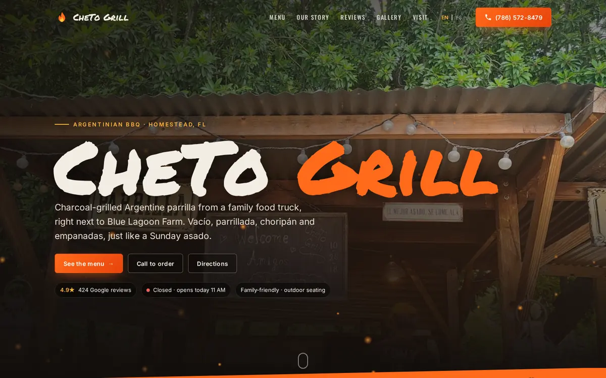 Sample website preview: CheTo Grill