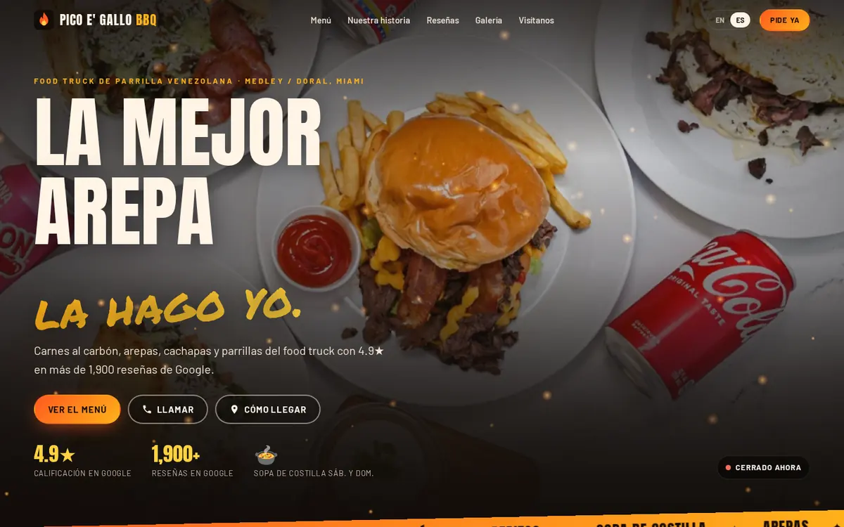 Sample website preview: Pico e Gallo BBQ